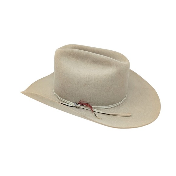 Stetson 4X Beaver Felt Cowboy Hat Tan Size 6 3/4 Vintage Western USA - Picture 1 of 9